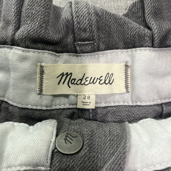 Madewell Denim Snap-Belt Paperbag Shorts in Pale Grey Sz 28 - Picture 11 of 12